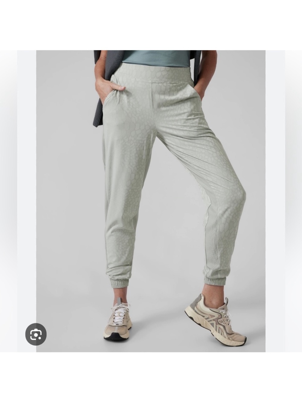Athleta Brooklyn textured lined joggers Serpentine Coast Grey Sz 4 New Women’s